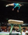 Canada's Christina McDonald competing in a gymnastics event at the 1988 Olympic games in Seoul. (CP PHOTO/ COA/ Tim O'lett)