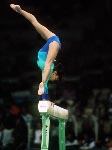 Canada's Larissa Lowing competing in the gymnastics event at the 1988 Olympic games in Seoul. (CP PHOTO/ COA/ Tim O'lett)