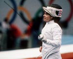 Canada's Jacynthe Poirier competing in the fencing  event at the 1988 Olympic games in Seoul. (CP PHOTO/ COA/ Tim O'Lett)