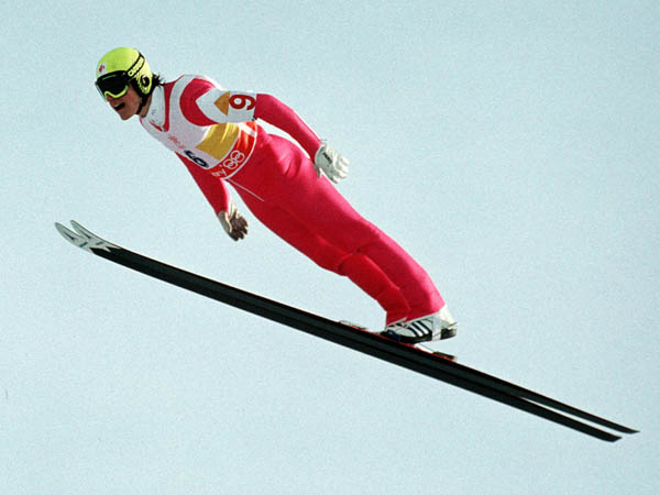 Canada's Todd Gillman participates in the ski jumping event at the 1988 Winter Olympics in Calgary. (CP PHOTO/COA/ J. Gibson)