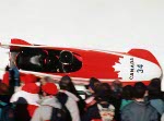 Canada's David Levity and Kevin Tyler compete in the two man bobsleigh event at the 1988 Calgary Winter Olympics. (CP PHOTO/ COA/ T. O'lett)
