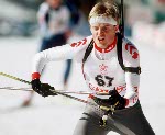 Canada's Jamie Kallio competes in the biathlon event at the 1988 Calgary Olympic winter Games. (CP PHOTO/COA/J. Gibson)