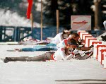 Canada's Ken Karpoff competes in the biathlon event at the 1988 Calgary Olympic winter Games. (CP PHOTO/COA/J. Gibson)