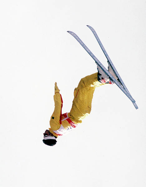 Canada's Chris Simboli competes in the freestyle aerials ski event at the 1988 Calgary Olympic winter Games. (CP PHOTO/COA/F.S.Grant)