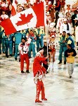 Canadian athletes participate in the closing ceremonies at the 1988 Winter Olympics in Calgary. (CP PHOTO/COA/ F.S.Grant)