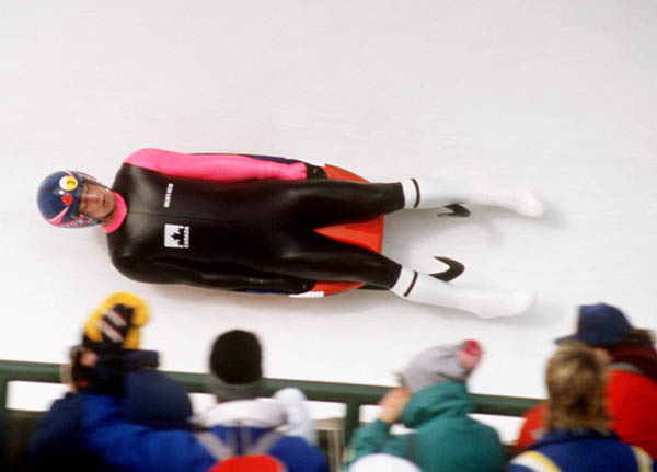 Canada's Harington Telford participates in the luge event at the 1988 Winter Olympics in Calgary. (CP PHOTO/COA/ T. O'lett)