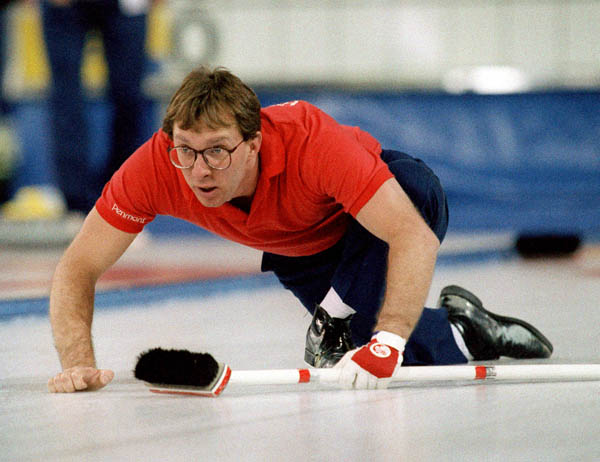 Canada's Neil Houston competes in the curling event at the 1988 Calgary Olympic winter Games. (CP PHOTO/COA/Ted Grant)