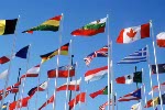 Flags of the participating countries flap at the 1988 Winter Olympics in Calgary. (CP PHOTO/COA)
