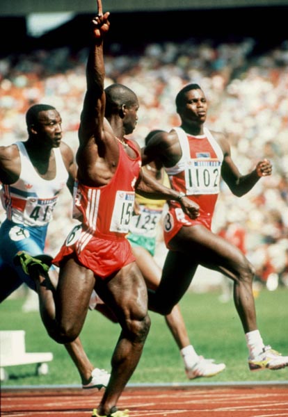 Canada's Ben Johnson competes in the 100m event at the 1988 Olympic games in Seoul. (CP PHOTO/ COA/ Ted Grant)