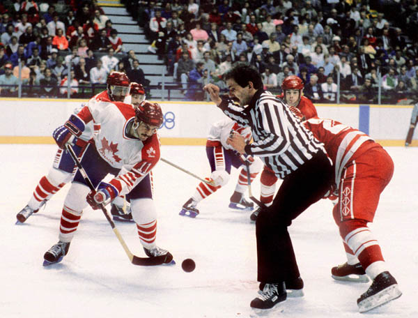 Canada's Steven Tambellini (#11) participates in the hockey event at the 1988 Winter Olympics in Calgary. (CP PHOTO/ COA/ S.Grant)