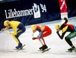 Canada's Frederic Blackburn competes in the speed skating event at the 1994 Lillehammer Winter Olympics. (CP Photo/ COA/F. Scott Grant)