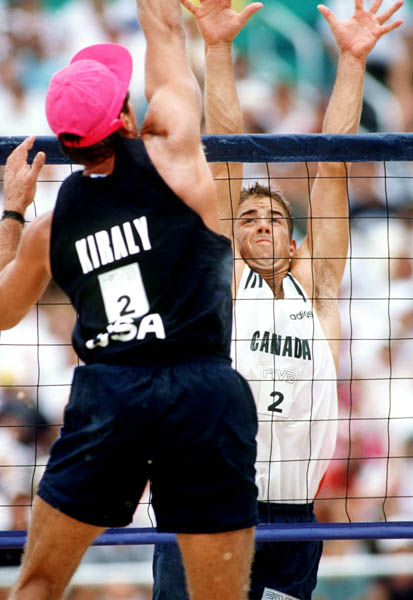 Canada's Mark Heese (right) competes in the beach volleyball event at the 1996 Atlanta Summer Olympic Games. (CP PHOTO/COA/ Scott Grant)