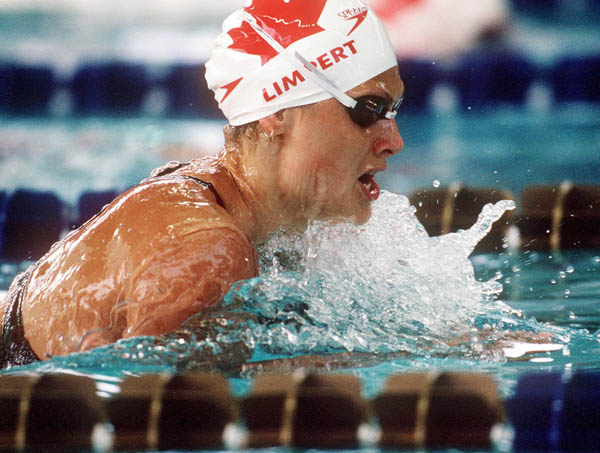 Canada's Marianne Limpert competes in the swimming event at the 1996 Atlanta Summer Olympic Games. (CP PHOTO/COA/Claus Anderson)
