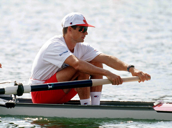 Canada's Brian Peaker competes in a rowing event at the 1996 Atlanta Summer Olympic Games. (CP PHOTO/COA/Claus Andersen)