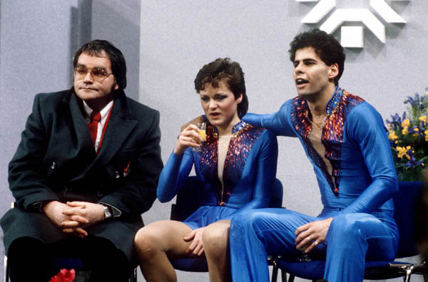 Canada's Katherina Matousek and Lloyd Eisler (right) compete in the figure skating-pairs event at the 1984 Sarajevo Olympic winter Games. (CP PHOTO/COA/Tim O'lett)