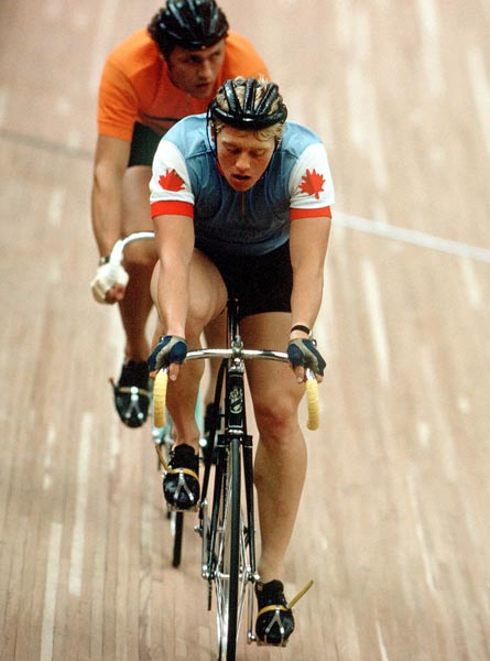 Canada's Gordon Singleton (front) competes in a cycling event at the 1976 Summer Olympics in Montreal. (CP PHOTO/ COA/ RW)