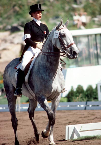 Canada's Juliet Graham riding Sumatra in an equestrian event at the 1976 Montreal Olympic games. (CP PHOTO/ COA/RW)