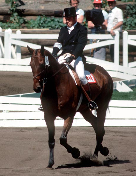 Canada's Robin Hahn  rides L'Esprit during an equestrian event at the 1976 Montreal Olympic games. (CP PHOTO/ COA/TG)