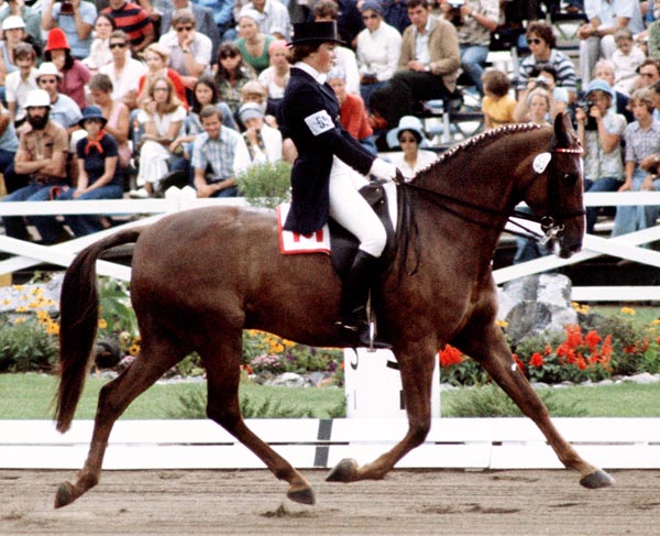 Canada's Lorraine Stubbs rides True North in an equestrian event at the 1976 Montreal Olympic games. (CP PHOTO/ COA/RW)