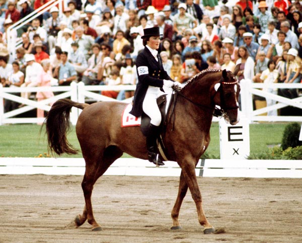 Canada's Lorraine Stubbs rides True North in an equestrian event at the 1976 Montreal Olympic games. (CP PHOTO/ COA/RW)