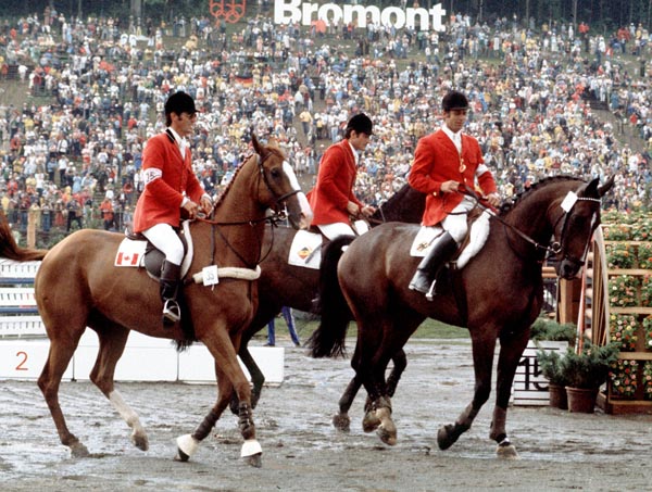 Canada's Michel Vaillancourt (right) rides Branch County in an equestrian event at the 1976 Montreal Olympic games. (CP PHOTO/ COA/RW)