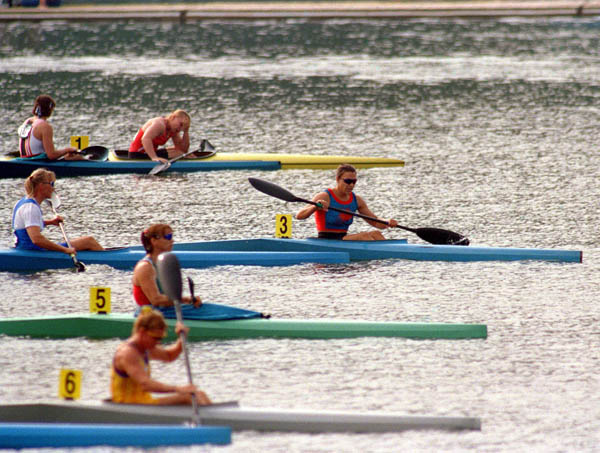 Canada's Caroline Brunet (3) competes in the Kayak event at the 1996 Atlanta Summer Olympic Games. (CP PHOTO/COA/Mike Ridewood)