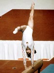 Romania's Nadia Comaneci competes in a gymnastics event at the 1976 Summer Olympic games in Montreal. (CP Photo/COA/RW)