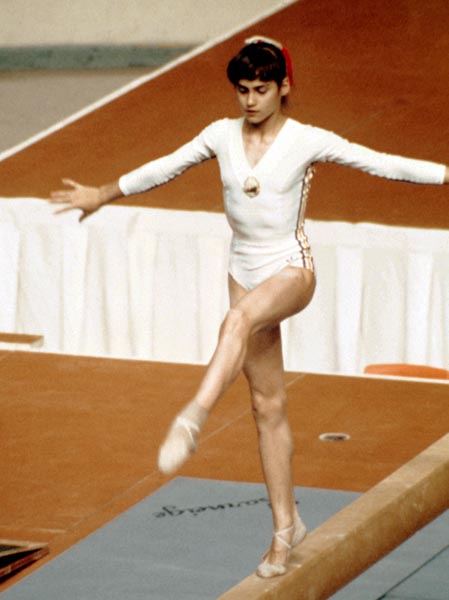 Romania's Nadia Comaneci competes in a gymnastics event at the 1976 Summer Olympic games in Montreal. (CP Photo/COA/RW)