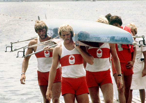 Canada's Phil Monckton and Brian Dick participate in the men's 4x rowing event at the 1976 Montreal Olympic Games. (CP Photo/COA)