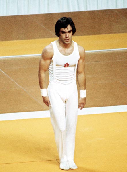 Canada's Pierre Leclerc competes in a gymnastics event at the 1976 Olympic games in Montreal. (CP PHOTO/ COA/ RW)