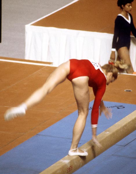 Canada's Teresa McDonnell competes in a gymnastics event at the 1976 Olympic games in Montreal. (CP PHOTO/ COA/ RW)