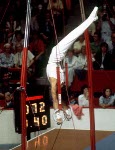 Canada's Philip Delesalle competes in a gymnastics event at the 1976 Olympic games in Montreal. (CP PHOTO/ COA/ RW)