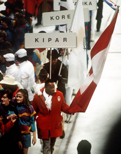 Participants make their entrance during the opening ceremony of the 1984 winter Olympic Games in Sarajevo. (CP Photo/ COA/J. Merrithew)