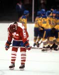 Canada's Robin Bartel competes in the hockey event against Sweden at the 1984 Winter Olympics in Sarajevo. (CP PHOTO/ COA/O. Bierwagon )