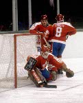 Canada's Mario Gosselin competes in hockey action against Czechoslovakia at the 1984 Winter Olympics in Sarajevo. (CP PHOTO/ COA/O. Bierwagon )