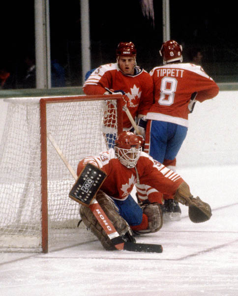 Team Canada competes in hockey action against Sweden at the 1984 Winter Olympics in Sarajevo. (CP PHOTO/ COA/O. Bierwagon )