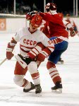 Canada's Kevin Dineen (#16) lines-up a pass during hockey action against Sweden at the 1984 Winter Olympics in Sarajevo. (CP PHOTO/ COA/O. Bierwagon )