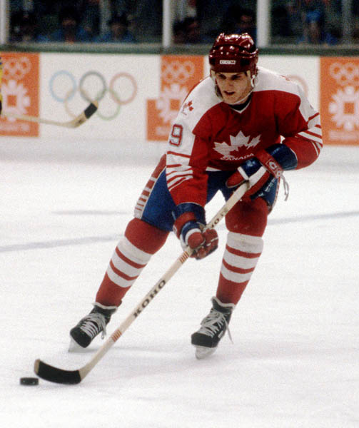 Canada's James Patrick competes in hockey action against Sweden at the 1984 Winter Olympics in Sarajevo. (CP PHOTO/ COA/O. Bierwagon )