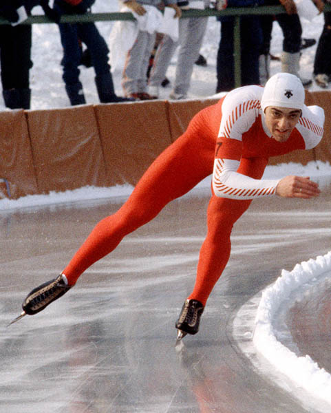 Canada's Gaetan Boucher participates in the long track speed skating event at the 1984 Winter Olympics in Sarajevo. (CP PHOTO/COA/O. Bierwagon)