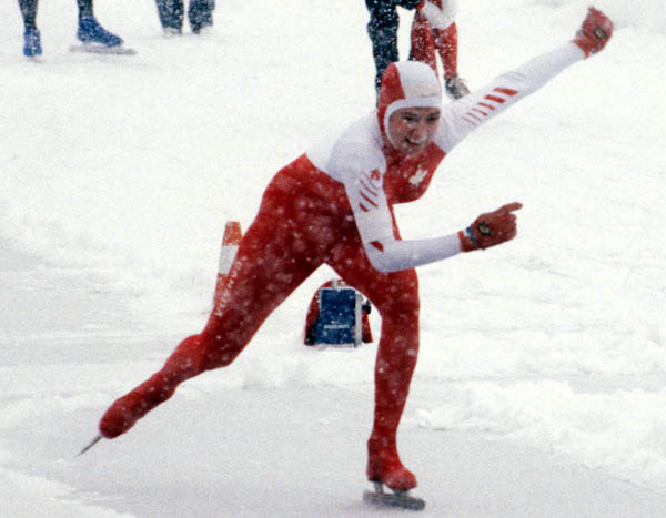 Canada's Sylvie Daigle participates in a speed skating event at the 1984 Winter Olympics in Sarajevo. (CP PHOTO/COA/Crombie McNeil)