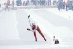 Sylvie Daigle du Canada participe au patinage de vitesse longue piste aux Jeux olympiques d'hiver de Sarajevo de 1984. (Photo PC/AOC)