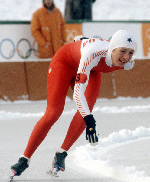 Canada's Nathalie Grenier participates in a speed skating event at the 1984 Winter Olympics in Sarajevo. (CP PHOTO/COA/Crombie McNeil)