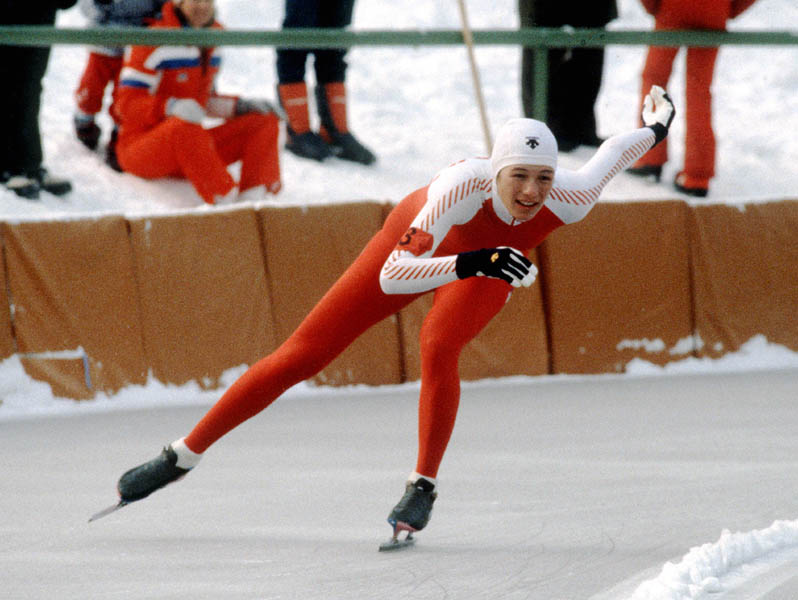 Canada's Nathalie Grenier participates in a speed skating event at the 1984 Winter Olympics in Sarajevo. (CP PHOTO/COA/Crombie McNeil)