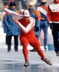 Canada's Jacques Thibault (left) and Caroline Maheux participate in the speedskating event at the 1988 Winter Olympics in Calgary. (CP PHOTO/COA/T. O'lett)