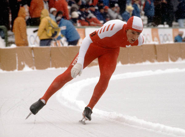 Canada's Benoit Lamarche participates in the speed skating event at the 1984 Winter Olympics in Sarajevo. (CP PHOTO/COA/O. Bierwagon)