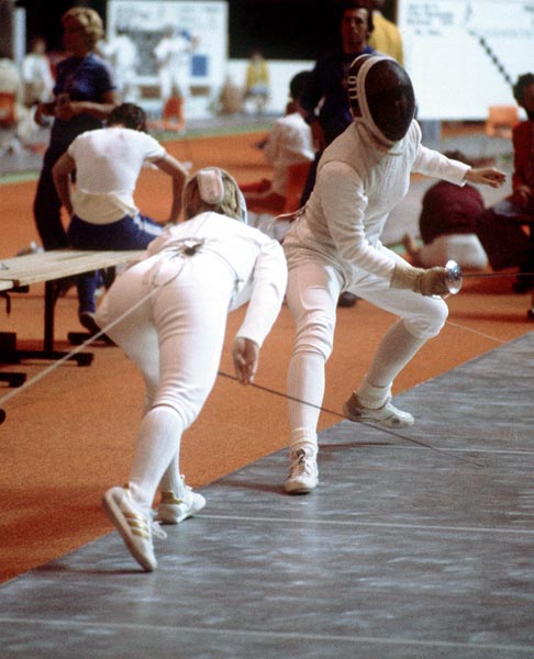 Canada's Donna Hennyey competes in the fencing event at the 1976 Olympic games in Montreal. (CP PHOTO/ COA/ BB)