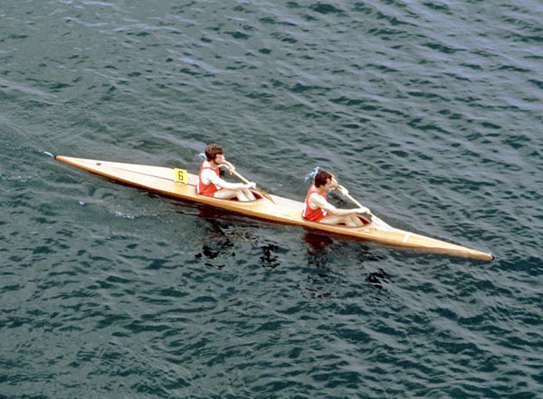 Canada's Steve King and Denis Barre compete in a kayaking event at the 1976 Olympic games in Montreal. (CP PHOTO/ COA/ Ted Grant)