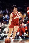 Canada's Anna Pendergast looks for a receiver during women's basketball action at the 1984 Olympic Games in Los Angeles. (CP PHOTO/COA/JM)