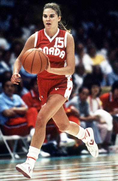 Canada's Misty Thomas runs up the court during women's basketball action at the 1984 Olympic Games in Los Angeles. (CP PHOTO/COA/JM)