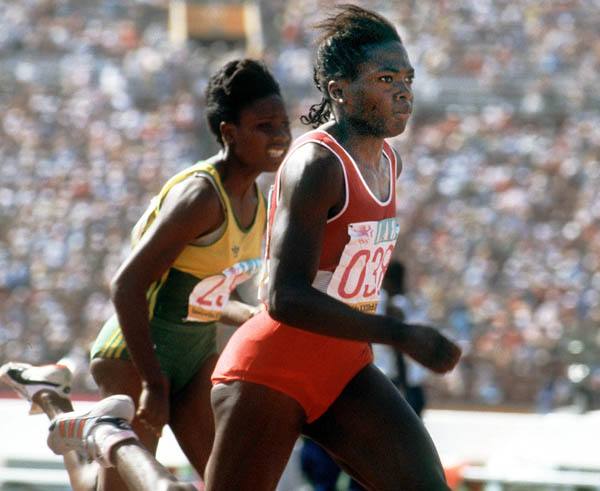 Canada's Angela Bailey (right) competes in an athletics event at the 1984 Olympic games in Los Angeles. (CP PHOTO/ COA/JM)